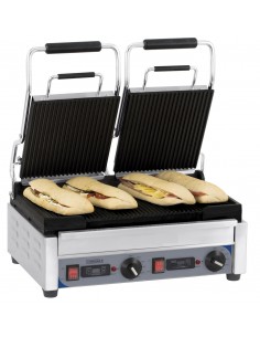 Grill Panini double Premium Rainurée - Rainurée avec minuteur