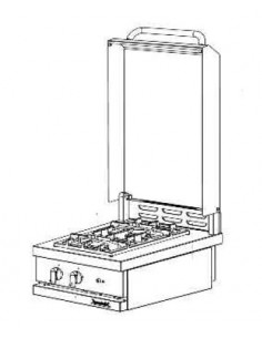 Table de cuisson gaz 2 feux avec couvercle à poser