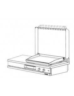 Plancha gaz gauche avec couvercle à poser Longueur 1120mm