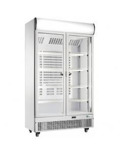 Armoire froide positive 710L Ext Blanc 2 portes vitrées Groupe Logé