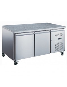 Table réfrigérée Positive Pâtisserie Sans dosseret 390L 2 portes pleines Plan travail Granit