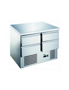 Saladette inox 4 Tiroirs Profondeur 700mm Dessus inox 220 litres