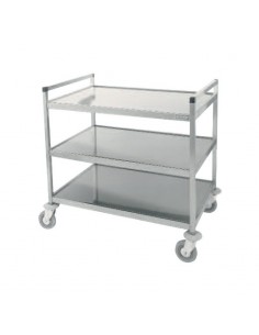 Chariot de service Inox 3 Tablettes Longueur 800mm