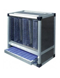 Caisson filtration acier inox avec 5 cylindres soit 15,5Kg de carbone