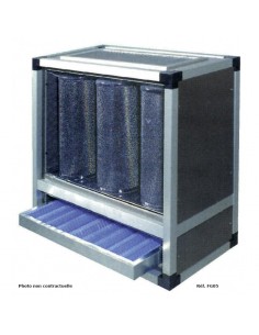 Caisson filtration acier inox avec 9 cylindres soit 28Kg de carbone