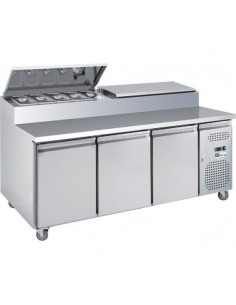 Saladette 3 Portes Profondeur 700mm Dessus Bacs GN1/3 Volume 417 litres