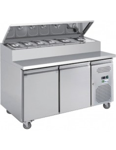 Saladette 2 Portes Profondeur 800mm Dessus Bacs GN 390 litres