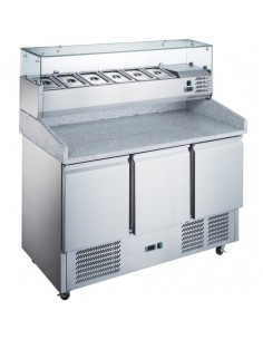 Meuble Pizza 3 portes Plan granit Rebord H150mm Volume 368L R290