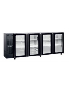 Arrière-bar Ext Noir Froid Ventilé Groupe Logé 4 portes vitrées 622L