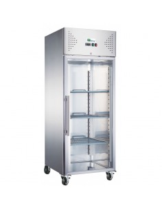 Armoire froide positive 650L Ext Inox 1 porte vitrée Groupe Logé