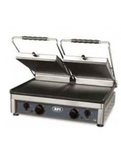 Grill toaster paninis électrique 2 plaques rainurées Surface cuisson 400x600mm