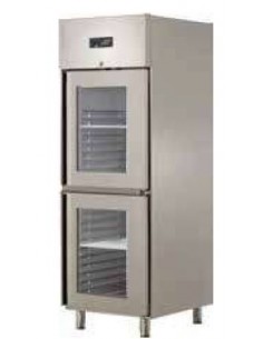 Armoire froide positive 610L Ext Inox 2 portillons vitrés Groupe Logé