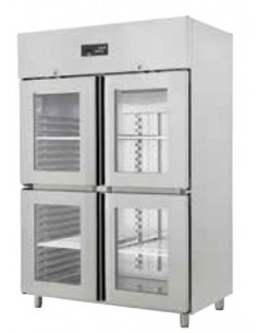 Armoire froide positive 1410L Ext Inox 4 portillons vitrés Groupe Logé