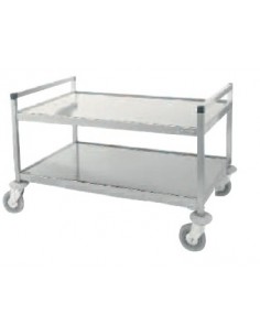 Chariot de service Inox 2 Tablettes Longueur 800mm