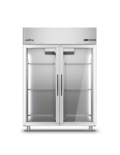 Armoire froide négative 1200L Ext Inox 2 portes vitrées Sans groupe