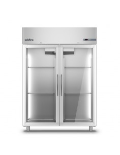 Armoire froide négative 1400L Ext Inox 2 portes vitrées Sans groupe