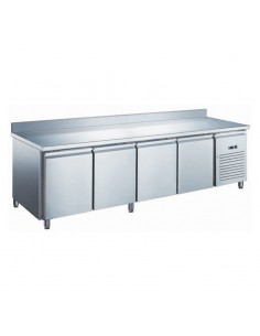 Table froide 616L -2°+8°C 4 Portes GN1/1 Plan travail Avec Dosseret