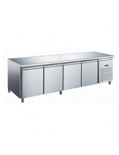 Table froide 616L -2°+8°C 4 Portes GN1/1 Plan travail Sans Dosseret