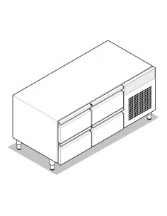 Soubassement réfrigéré 170L Gamme 700 Largeur 1200 Placard 4 tiroirs