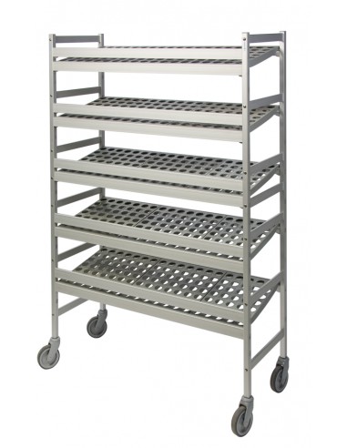 Rayonnage incliné Avec roulette 4 Niveaux 6611 Dim L1080 P460 H1820 mm